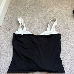 Reformation Black Tank Top with Cream Straps